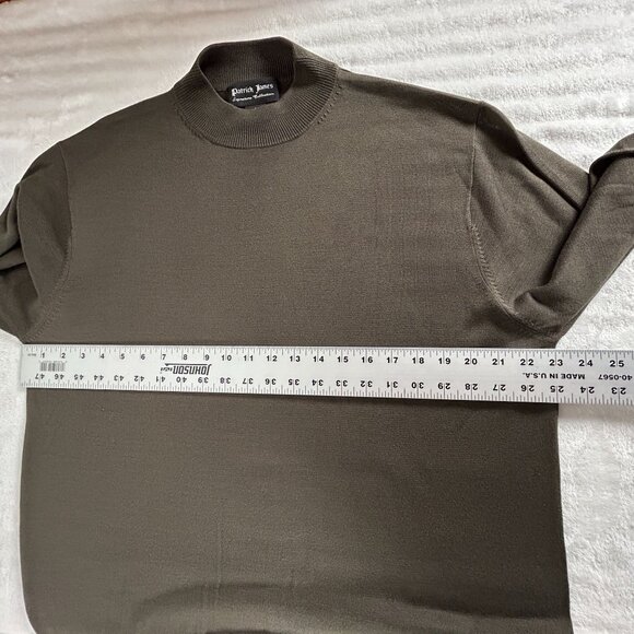 Patrick James Signature Mens Silk Mock Neck Sweater Large Olive Green Pullover - Picture 6 of 7